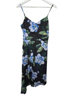 Banana Republic Women XS Floral Midi Dress Black Blue Boho Resort Casual